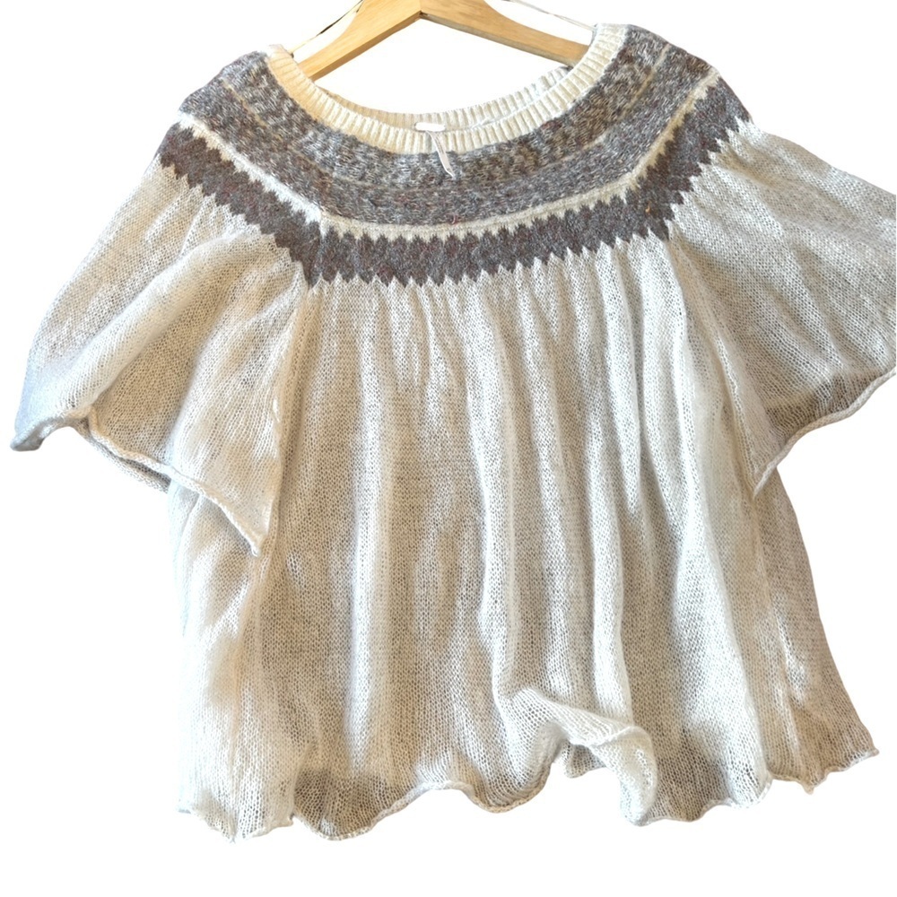 Free People Loch Lomond Flutter Sleeve Sweater Top Size XS - Picture 2 of 8